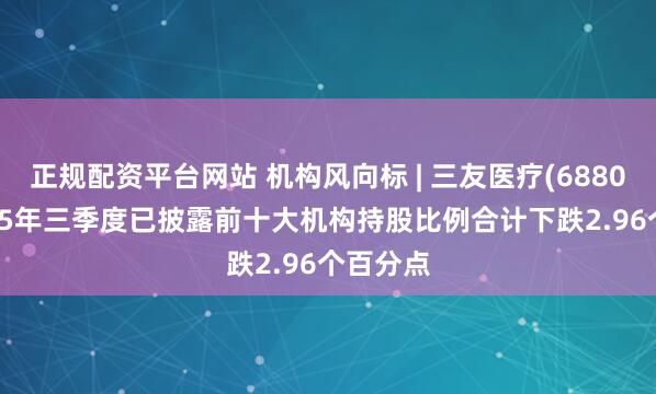 正规配资平台网站 机构风向标 | 三友医疗(688085)2025年三季度已披露前十大机构持股比例合计下跌2.96个百分点